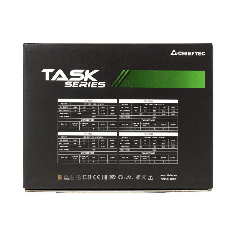 Chieftec Task TPS-700S enhed til strømforsyning 700 W 20+4 pin ATX ATX Sort