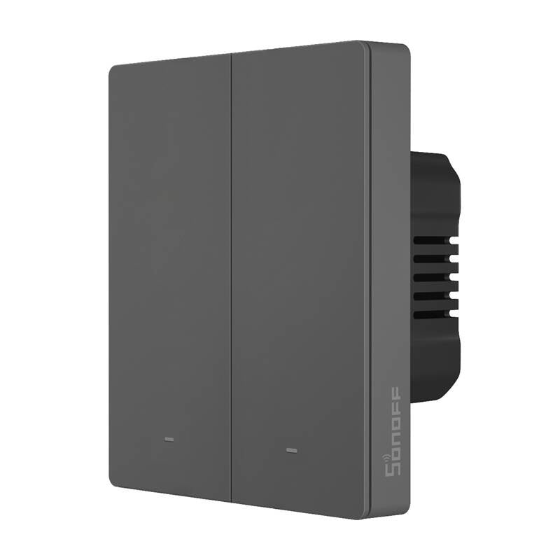 Smart WiFi væg-switch SONOFF M5-2C-80 (2-kanal, til ramme, grafit)