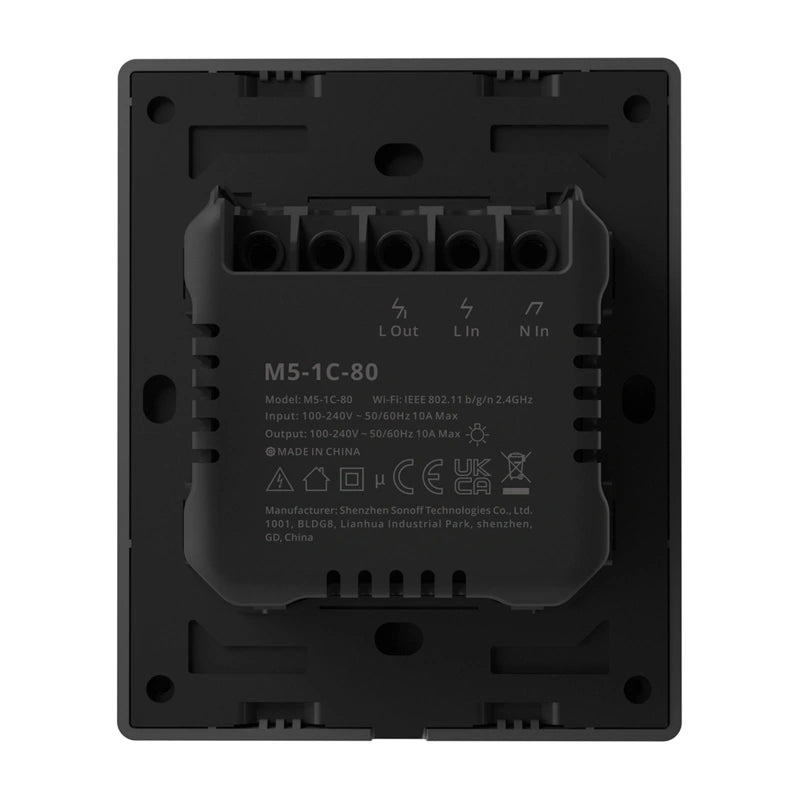 Smart Matter Over Wi-Fi vægskifter SONOFF M5-1C-80 (1-kanal, til ramme, grafit)