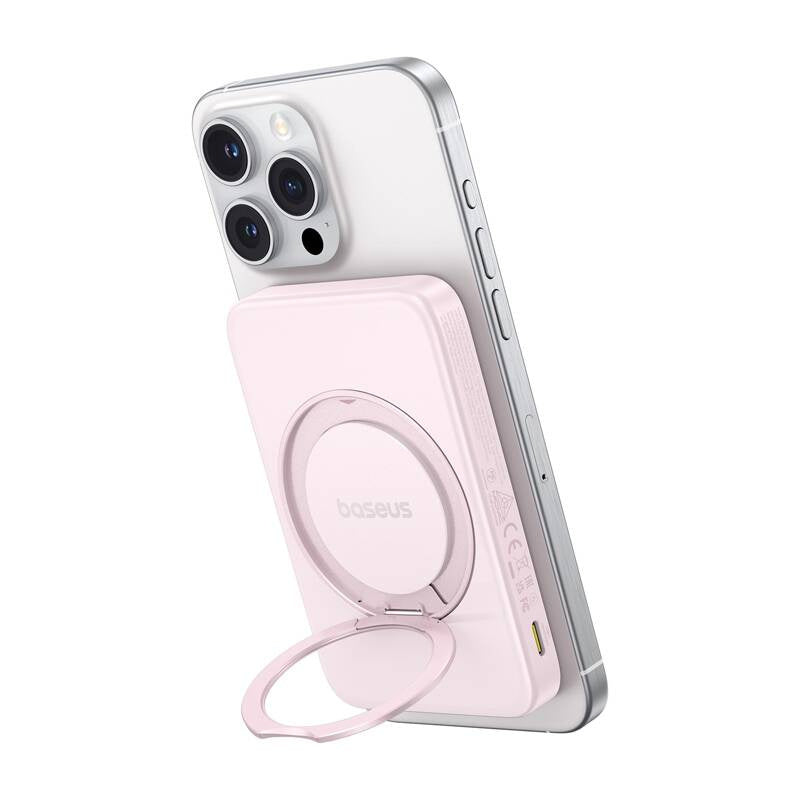Baseus powerbank med stand PicoGo Qi2 5000mAh 20W (rosa)