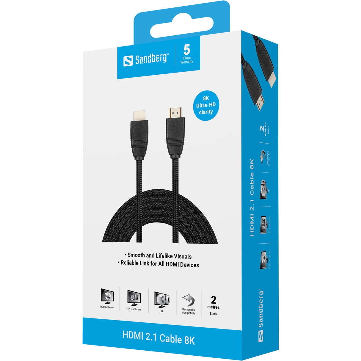 HDMI 2.1 Cable 8K, Black (2m)