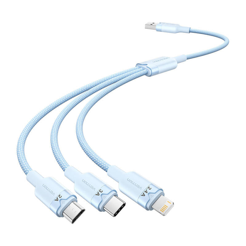USB 2.0 A til 3in1 3A kabel Vention CTPLG 1.5M (blå)