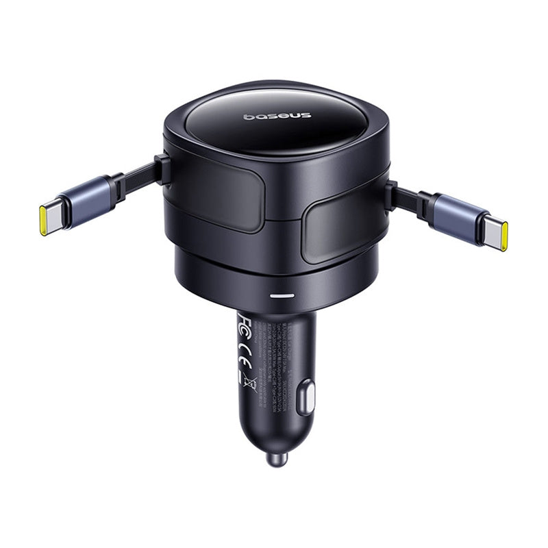 Baseus Enjoyment Max biloplader med USB-C + USB-C kabler 60W sort