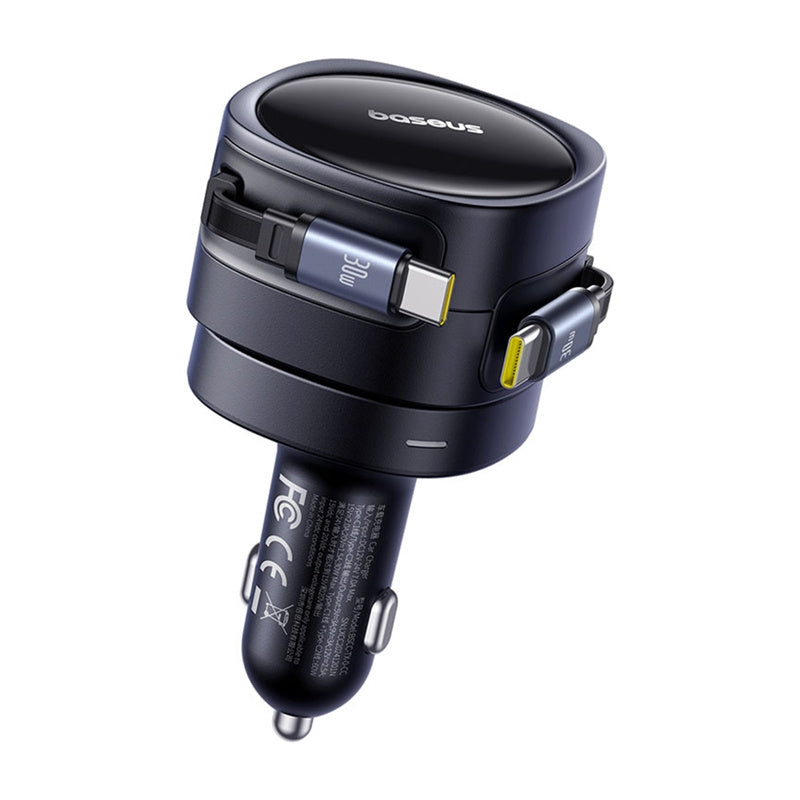 Baseus Enjoyment Max biloplader med USB-C + USB-C kabler 60W sort