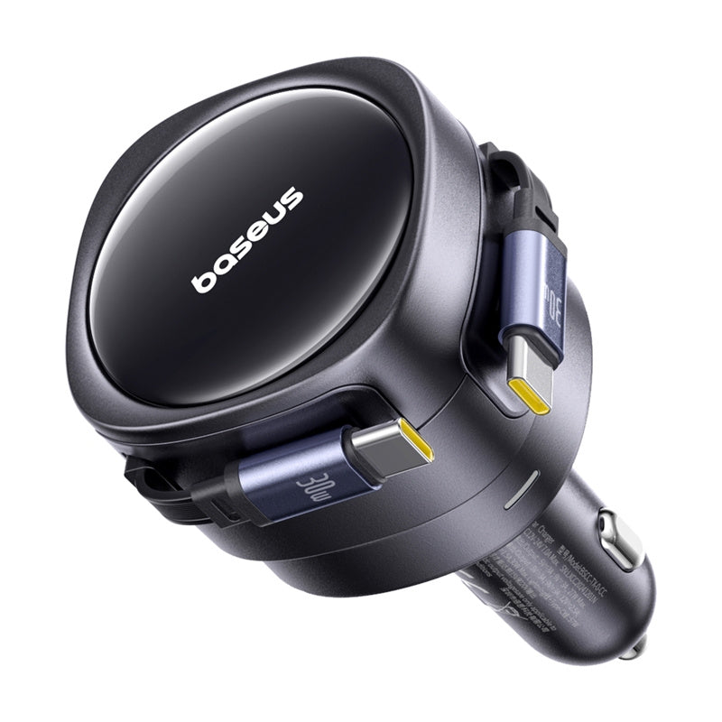 Baseus Enjoyment Max biloplader med USB-C + USB-C kabler 60W sort