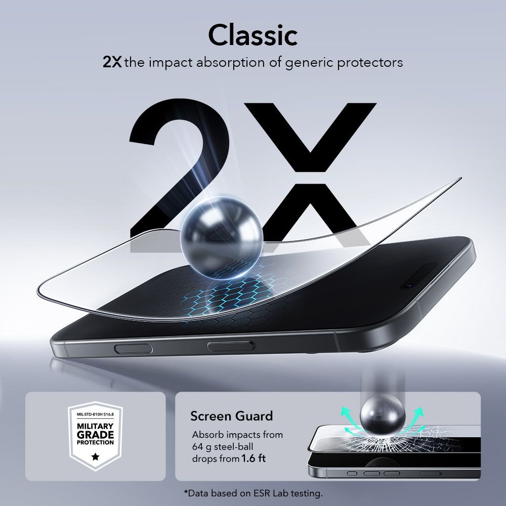 Hærdet Glas Esr Ultrafit Hærdet Glas 2 Pack Iphone 16 Pro / 17 Sort