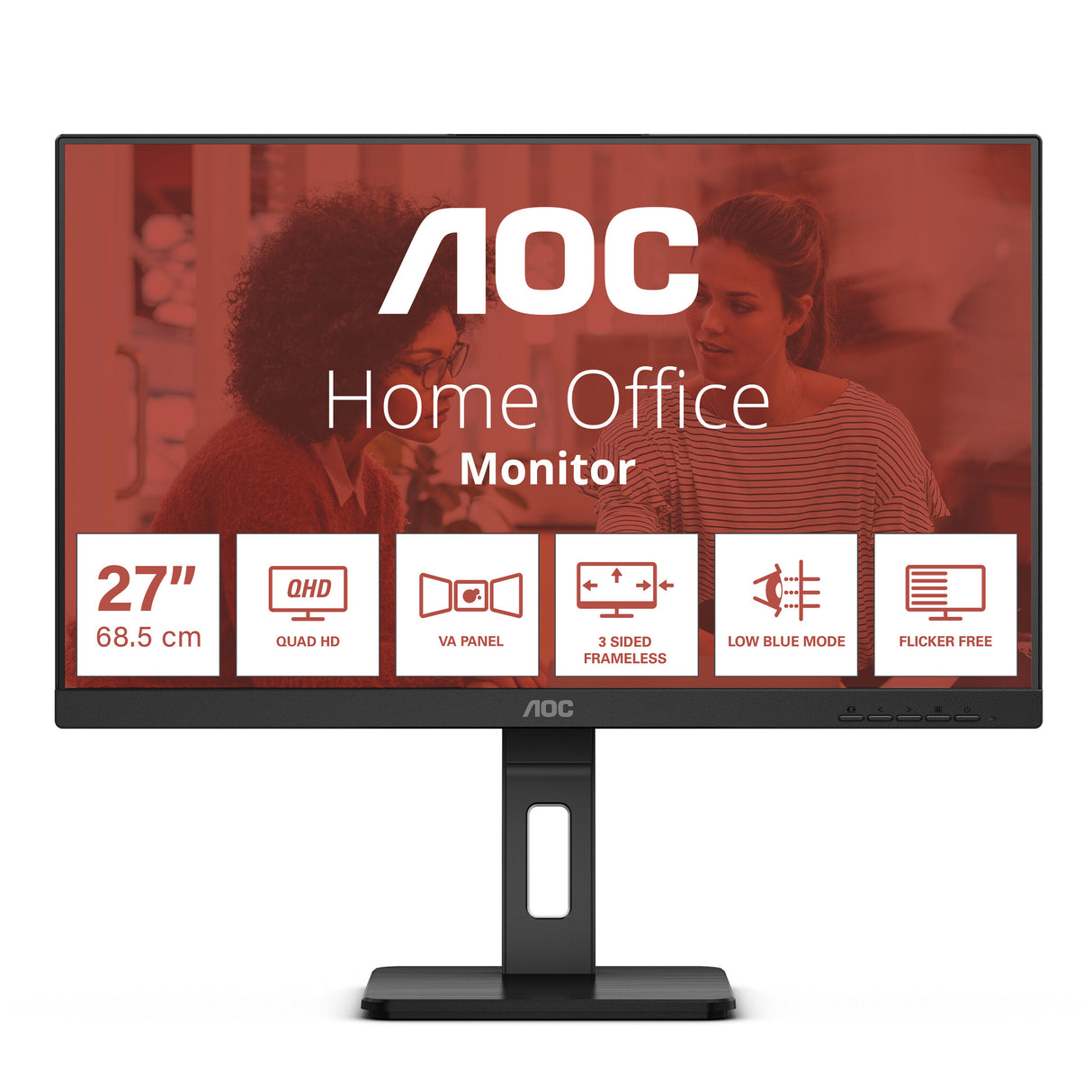 AOC Q27E3UMF computerskærm 68,6 cm (27") 2560 x 1440 pixel Quad HD Sort