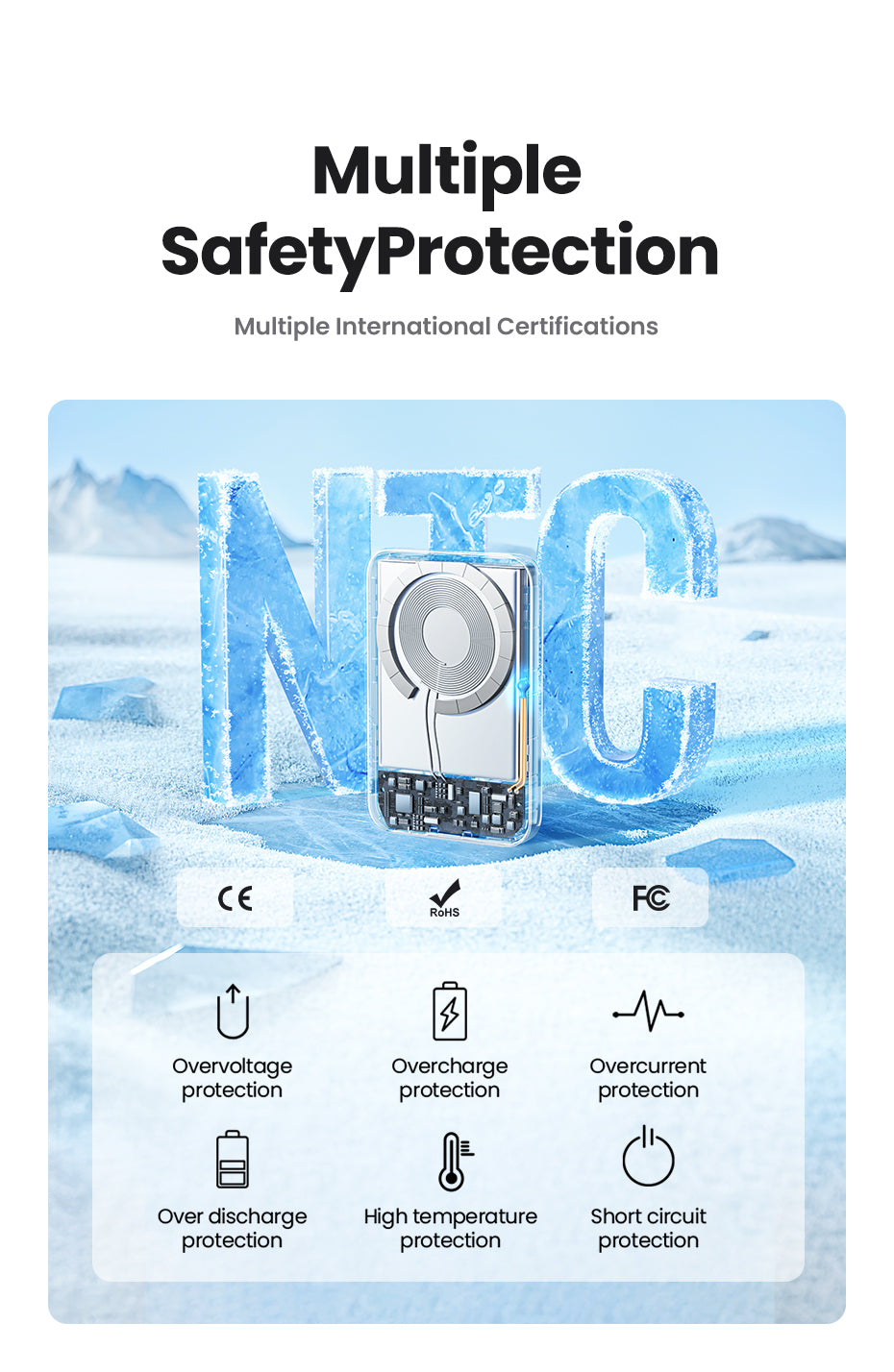 Ugreen Trådløs power bank 10000mAh 20Watt 1xUSB-C Hvid