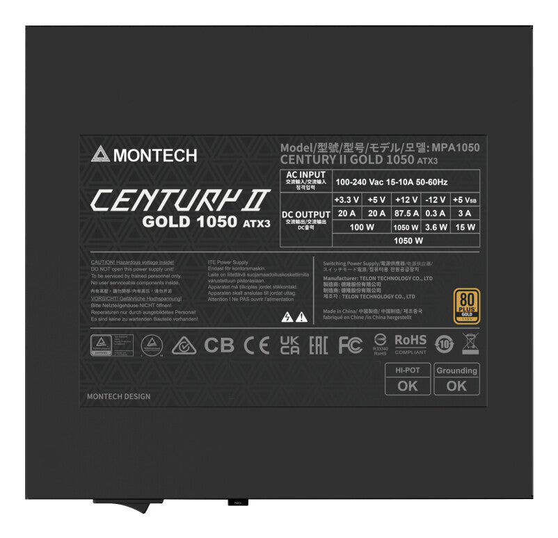 Montech CENTURY II 1050W enhed til strømforsyning 20+4 pin ATX ATX Sølv