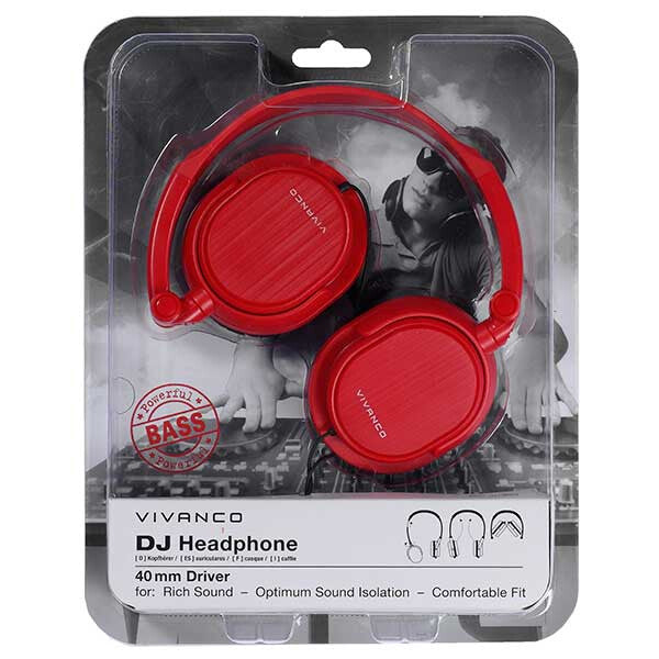 Vivanco DJ 20 Hovedtelefoner Ledningsført Headset Rød
