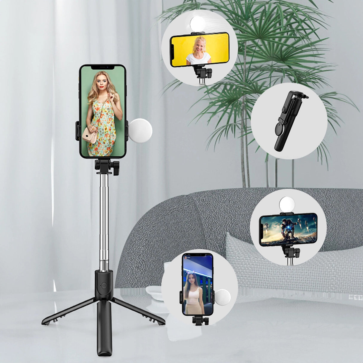 Hurtel WR1YXS selfiestang Smartphone Sort