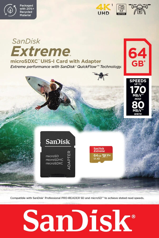 SanDisk Extreme 64 GB MicroSDXC UHS-I Klasse 10