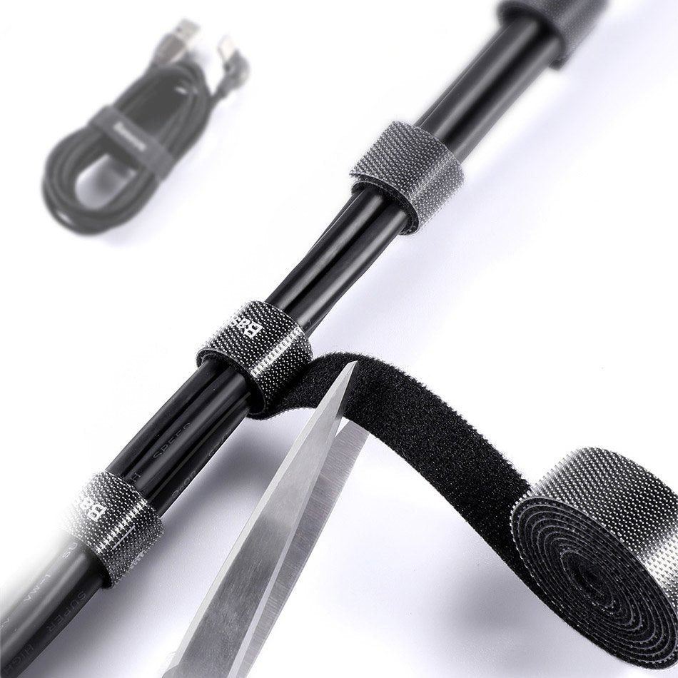 Baseus Rainbow Circle hook and loop Straps - Velcro tape Velcro cable organizer 3m gray (ACMGT-F0G)