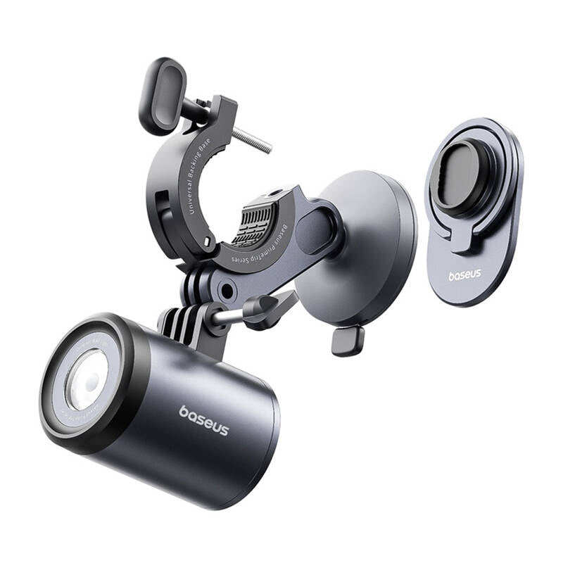 Baseus PrimeTrip 2-i-1-cykelstativ, telefonholder + lommelygte (sort)
