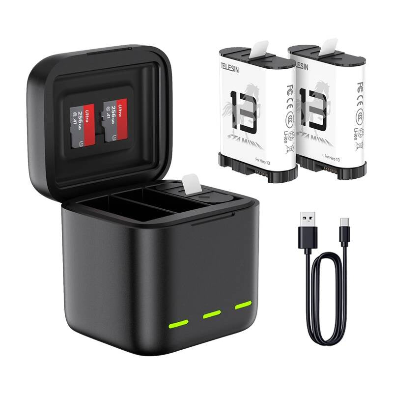 Tre-kanals batterioplader til GoPro Hero 13 Black Telesin (S0-BCG-10-TGP)