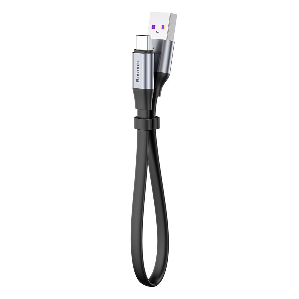 Baseus Simple flad kabel USB kabel / USB Type C SuperCharge 5A 40W Quick Charge 3.0 QC 3.0 23cm grå (CATMBJ-BG1)