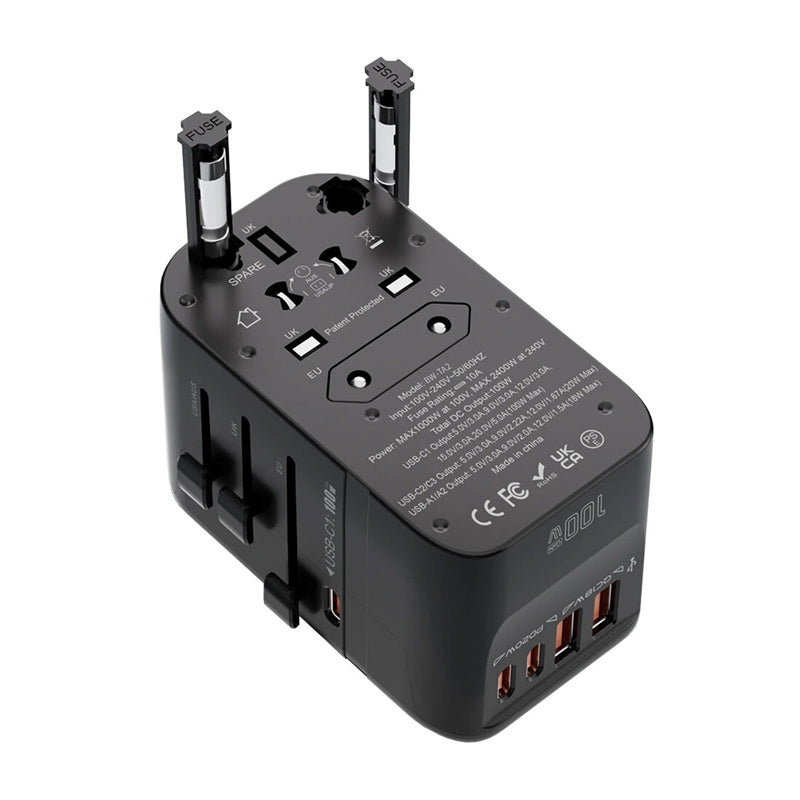 Blitzwolf BW-TA2 5-i-1 Travel Adapter 2xUSB PD + 2xC QC + C GaN 100W