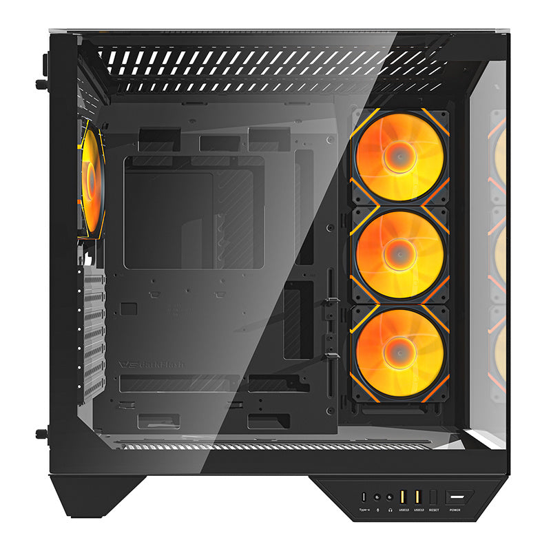 Darkflash DY470 computercase (sort) + 4 fans + GPU-brakette