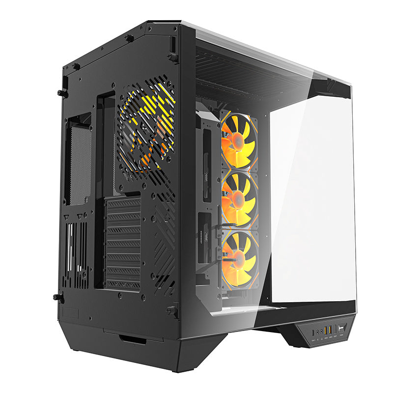 Darkflash DY470 computercase (sort) + 4 fans + GPU-brakette