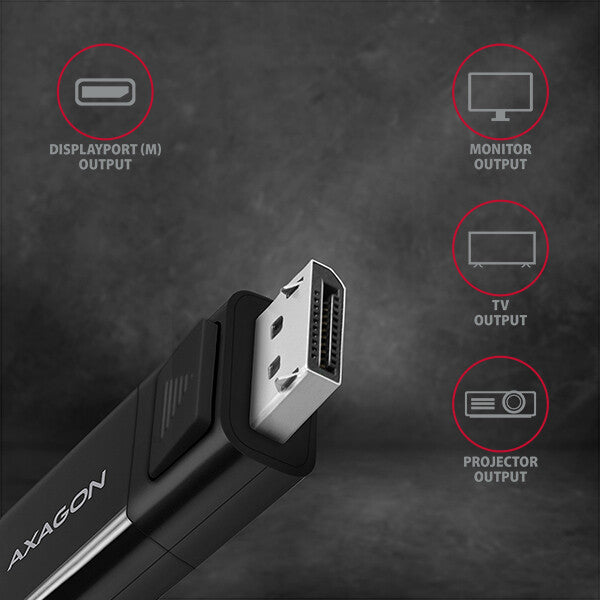 Axagon RVC-DPC videokabel adapter 1,8 m USB Type-C DisplayPort Sort