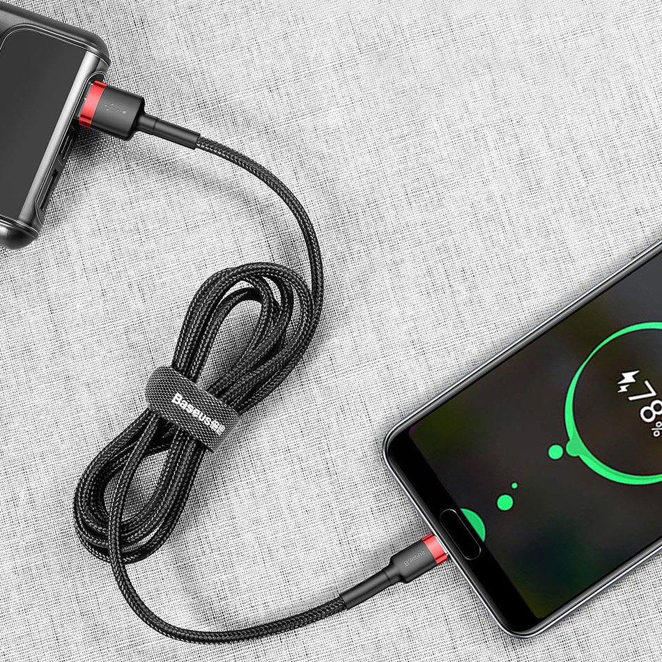 Baseus Cafule Cable durable nylon cable USB / USB-C QC3.0 2A 3M black-red (CATKLF-U91)
