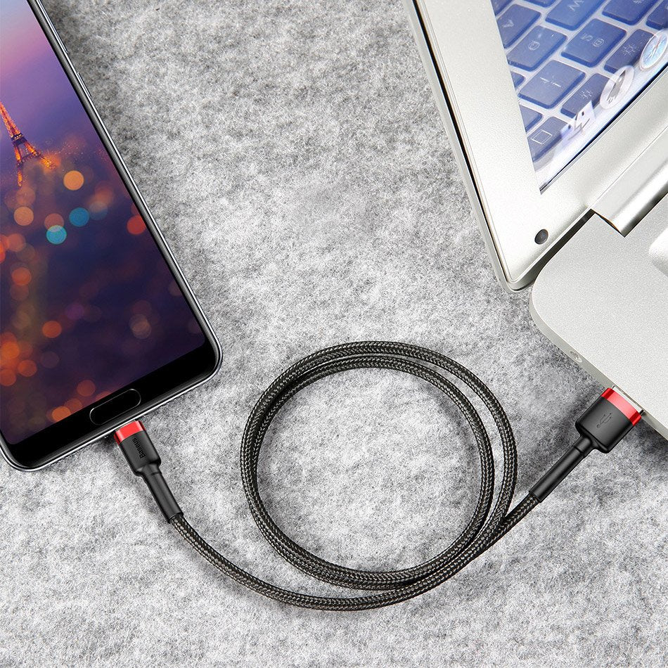 Baseus Cafule Cable durable nylon cable USB / USB-C QC3.0 2A 3M black-red (CATKLF-U91)