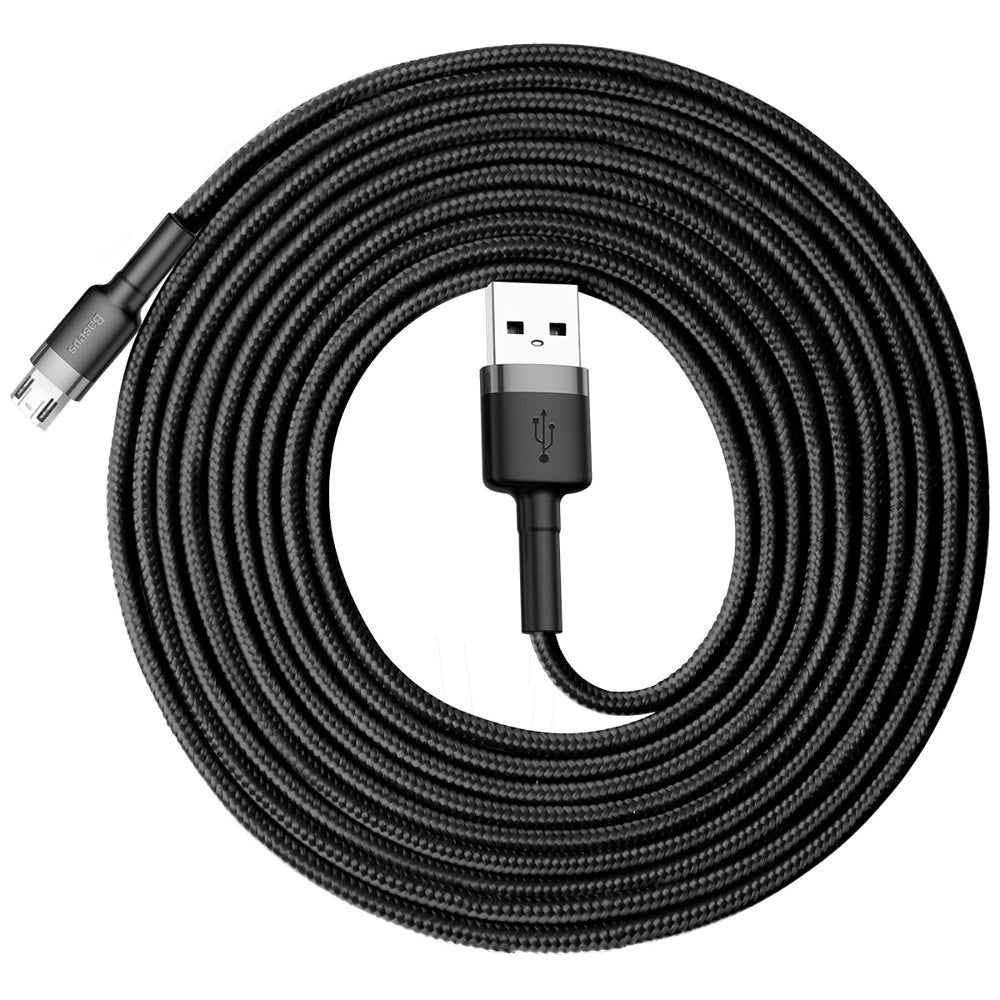 Baseus Cafule Cable holdbar nylon kabel USB / micro USB 2A 3M sort-grå (CAMKLF-HG1)