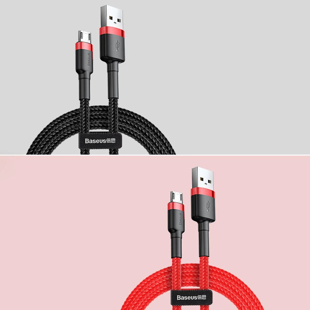 Baseus Cafule Cable holdbar nylon kabel USB / micro USB 2A 3M sort-grå (CAMKLF-HG1)