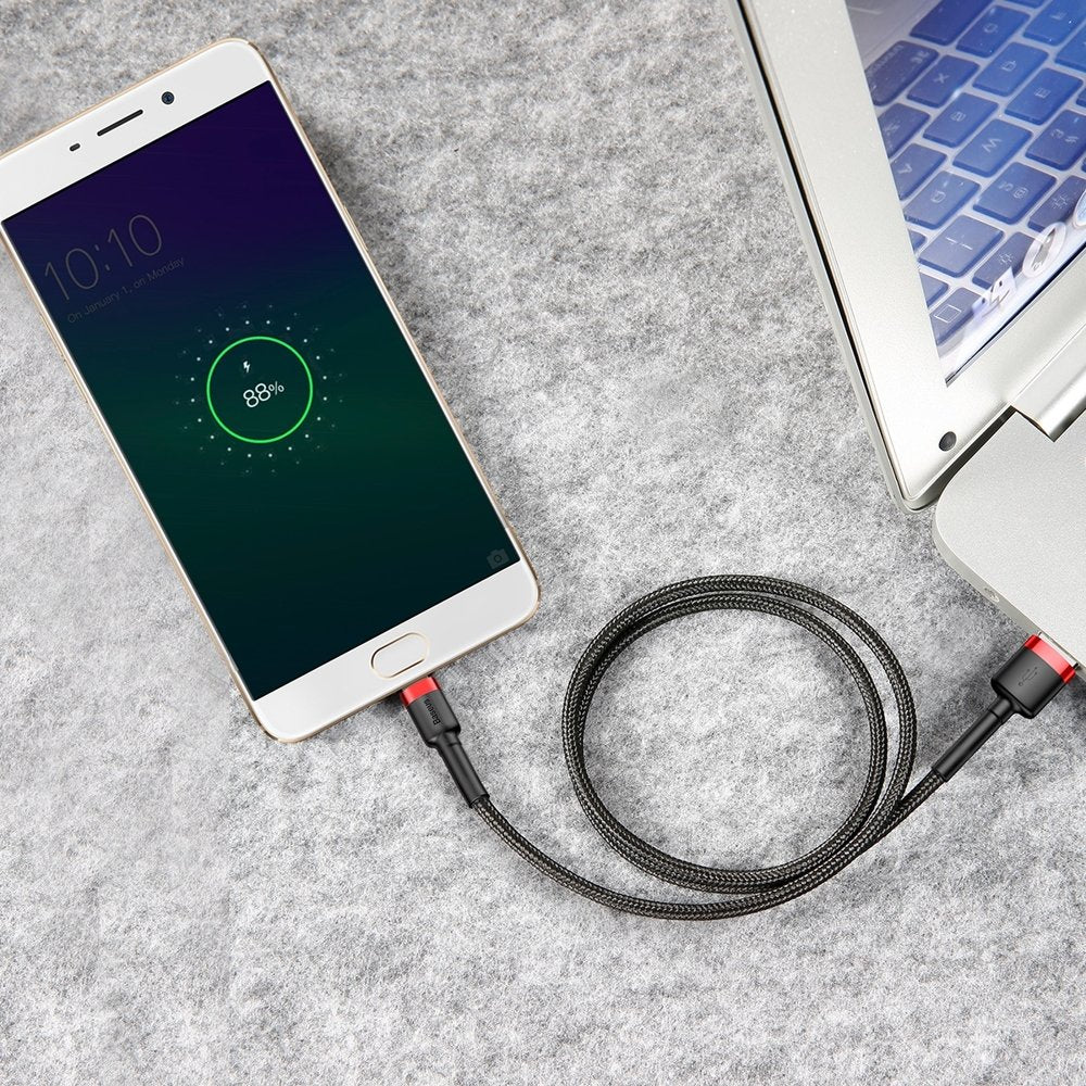 Baseus Cafule Cable durable nylon cable USB / micro USB 2A 3M black-red (CAMKLF-H91)