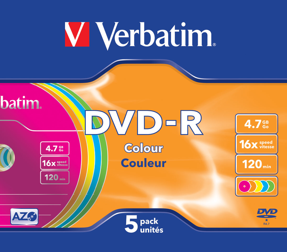 Verbatim DVD-R Colour 4,7 GB 5 stk