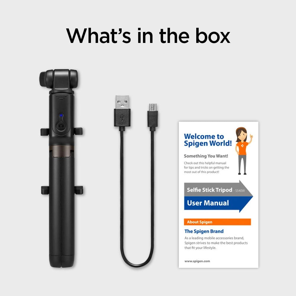 Selfie stick Spigen S540W Bluetooth med stativ - sort