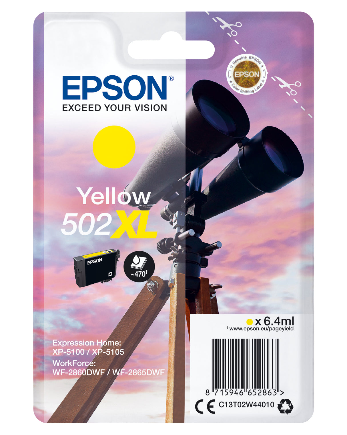 Epson 502XL blækpatron 1 stk Original Højt (XL) udbytte Gul