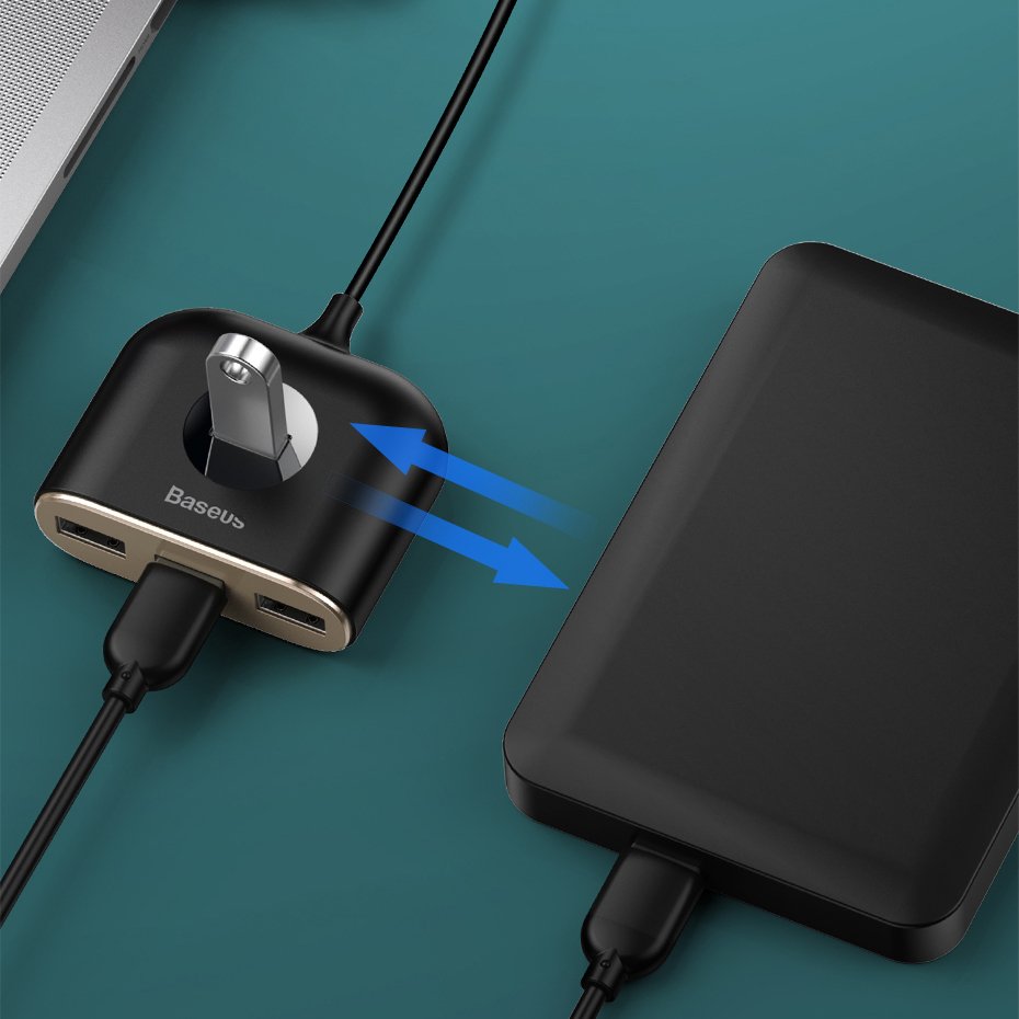 HUB Baseus Square USB-A to 1x USB-A 3.2 Gen 1 / 3x USB 2.0 with 1m cable - black