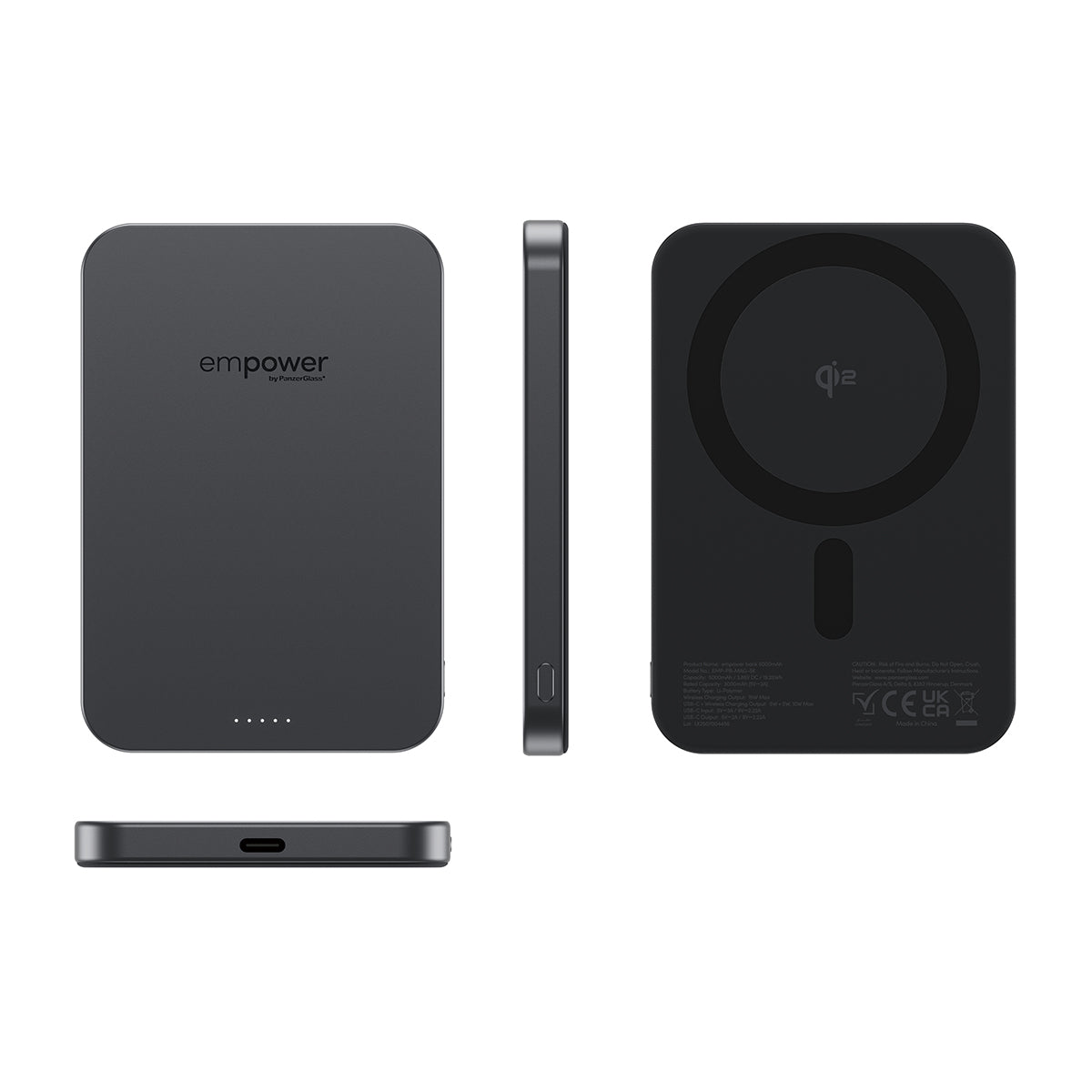 empower by PanzerGlass Trådløs power bank 5000mAh 15Watt 1xUSB-C Space Black