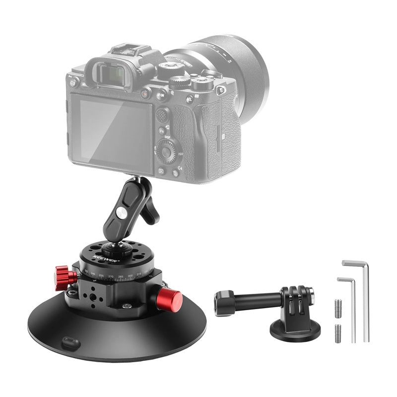 Montering med sugekop 1/4 tommer Neewer CA013 til sportskameraer (DJI Action, GoPro, Insta360)