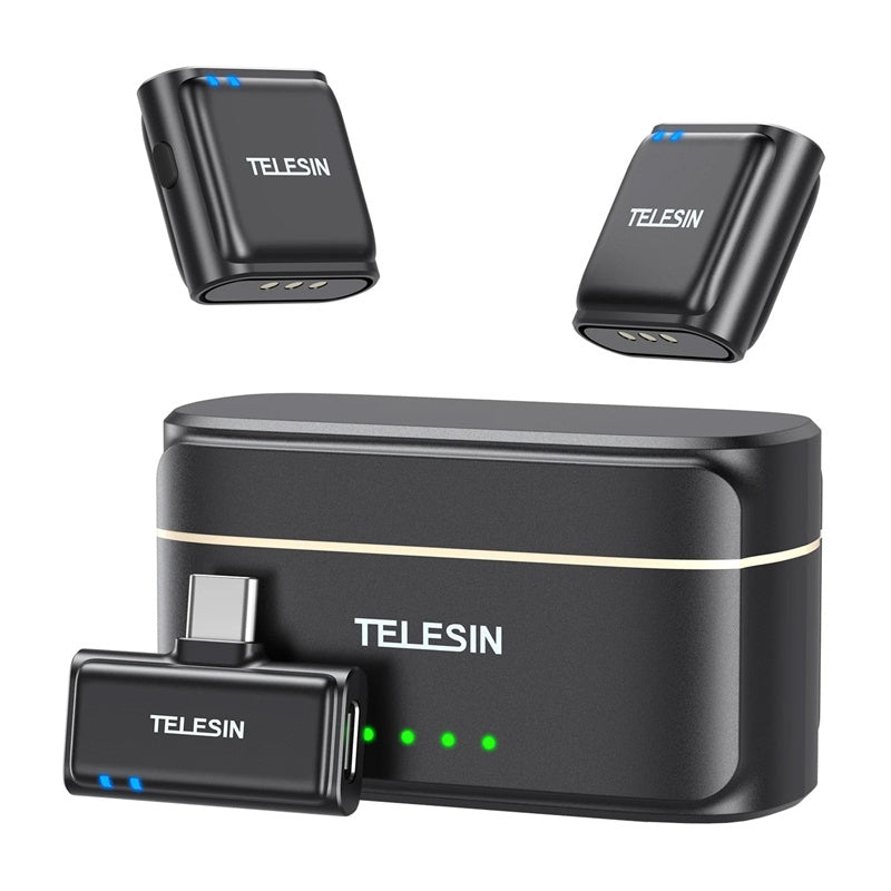 TELESIN trådløs båndmikrofon + powerbank til telefoner (USB-C)
