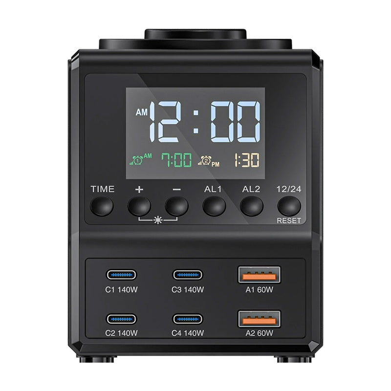 Blitzwolf BW-FW10 vækkeur med oplader 2xUSB-A, 4xUSB-C, 240W