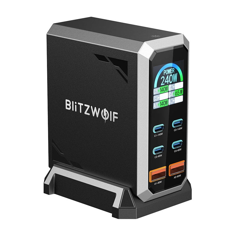 Blitzwolf BW-S31 2xUSB-A, 4xUSB-C, PD, 240W netværksoplader.