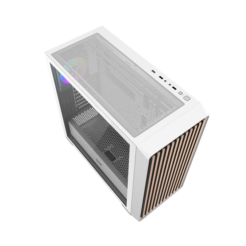 Darkflash DS900WD ATX computerkasse (hvid) + 4 ventilatorer