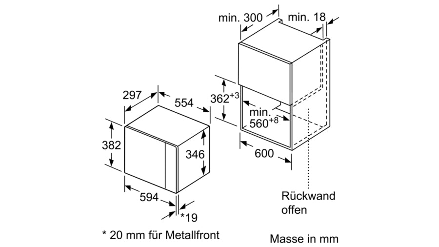 Bosch BFL520MS0 mikrobølgeovn Sort, Rustfrit stål Kombination mikroovn Indbygget 20 L 800 W