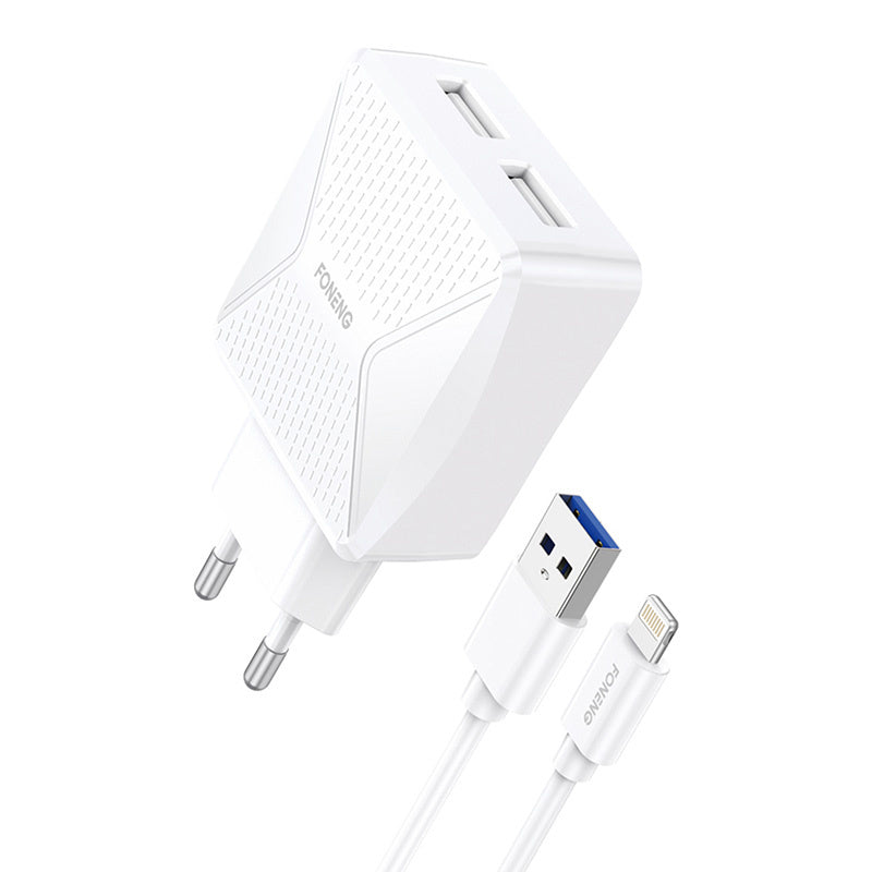 GaN Foneng EU50 oplader, 35W 2x USB-C til Type-C til Lightning (hvid)