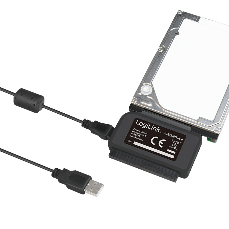 LogiLink Adapter USB 2.0 to 2,5 3,5 Zoll IDE SATA HDD OTB Lagringskontrol