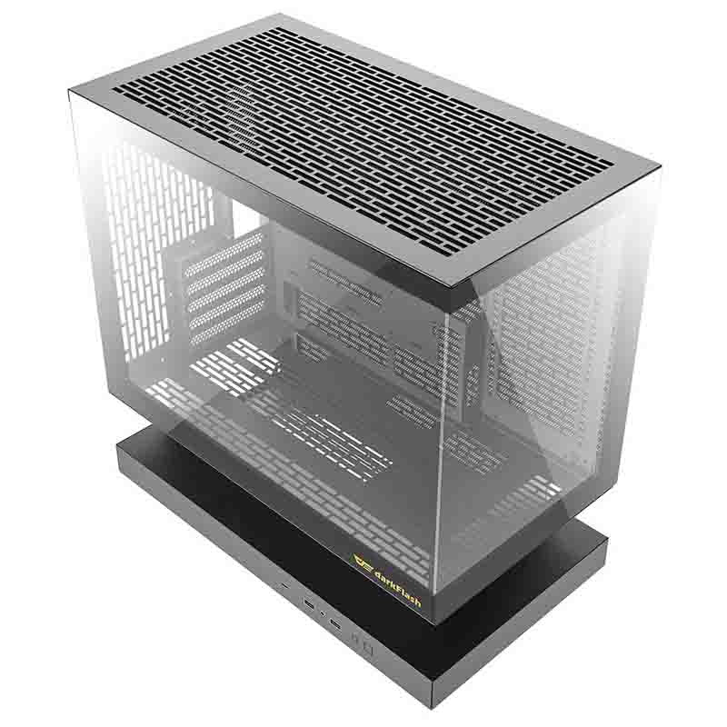 Darkflash F1 computercase (sort) + 6 ARGB-ventilatorer