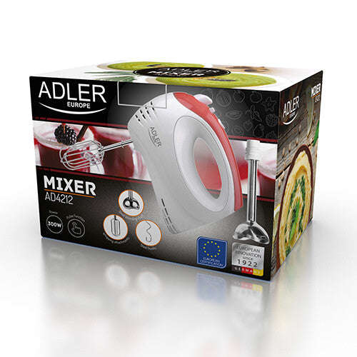 Adler AD 4212 røremaskine og mikser Håndmixer Rød, Hvid
