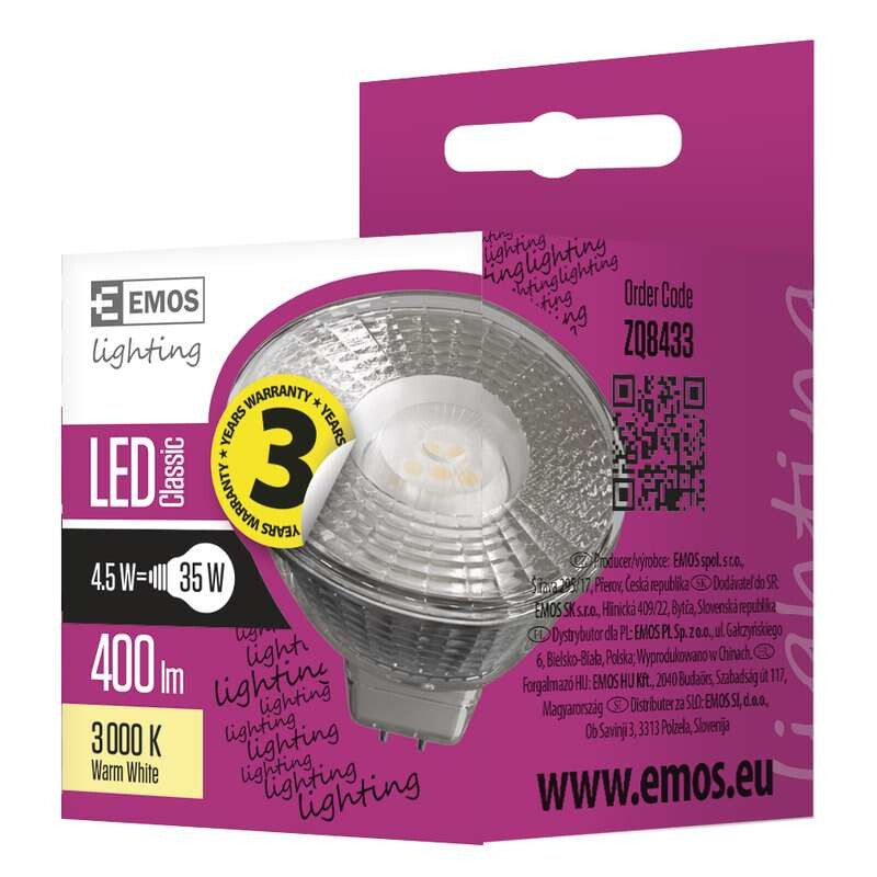 Emos ZQ8433 energy-saving lamp Varm hvid 3000 K 4,5 W G5.3 F