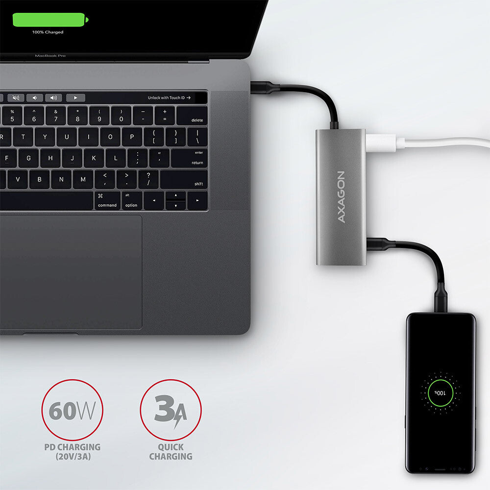 Axagon HMC-5G2 dockingstation Ledningsført USB 3.2 Gen 2 (3.1 Gen 2) Type-C Grå