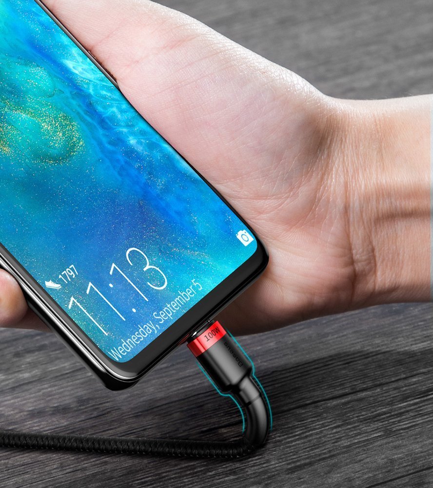 Baseus CATKLF-ALG1 USB-C - USB-C PD QC kabel 100W 5A 2m - grå