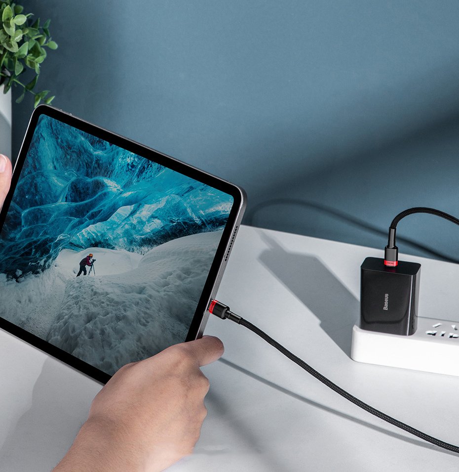 Baseus CATKLF-AL91 USB-C - USB-C PD QC cable 100W 5A 480Mb/s 2m - black and red