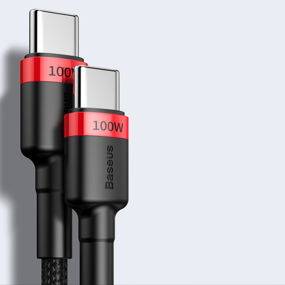 Baseus CATKLF-AL91 USB-C - USB-C PD QC cable 100W 5A 480Mb/s 2m - black and red