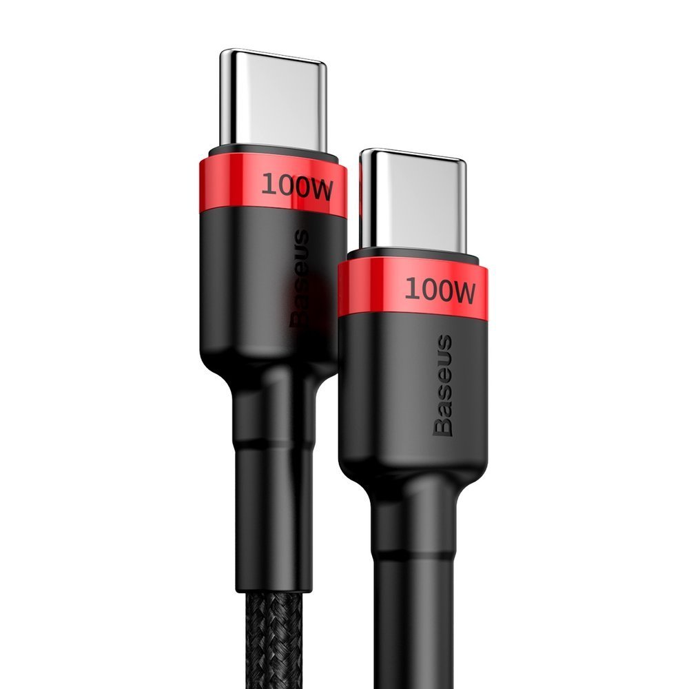 Baseus CATKLF-AL91 USB-C - USB-C PD QC kabel 100W 5A 480Mb/s 2m - sort og rød